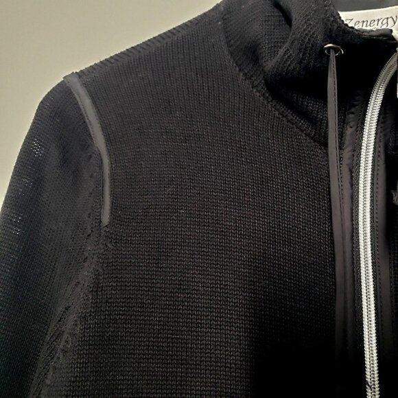 Chicos Zenergy 1 Knit Jacket Full Zip Mock Neck Pockets Black Womens Medium - Picture 3 of 9